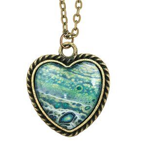 Heart Shaped Fluid Art Pendant & Necklace